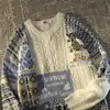 Suéter de Punto Color Block para Hombre, Navidad y Halloween, Ajuste Holgado Relajado, Cálido para Otoño e Invierno, Tendencia al por Mayor de Comercio Exterior