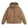 Chamarra a prueba de viento marca L*U, abrigo acolchado de algodón, chaqueta de invierno con capucha deportiva casual acolchada de algodón con etiqueta dorada para personas petite