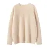 Suéter feminino de cachemira de alta qualidade, sem costura, modelagem solta, felpudo, gola redonda, peça de outer wear estilosa