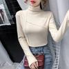 Camiseta Térmica de Manga Larga para Mujer con Cuello Medio Alto para Otoño e Invierno, Tallas Grandes, Forrada de Felpa, Engrosada, Ajustada, Estilo Japonés y Coreano, Ropa Casual
