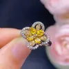 Anel Tesouro Amarelo Azul Natural Gema Grau 5A Tamanho 3*4mm Prata S925 Cravação Seiko Prata Pesada Europa e América