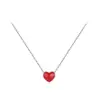 Joyería de plata collar de plata de ley s925 corazón con goteo de aceite hecho a mano cadena para la clavícula collar con colgante de corazón de melocotón fresco para mujer