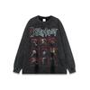 260G lavar retro fazer velho marca de tendência europeia e americana gola redonda jaqueta outono novo ombro caído manga longa camiseta masculina