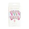 WM-446 Unhas Postiças Longas Pontiagudas Sexy com Estampa de Leopardo, Estilo Francês com Flores, 24 Peças de Unhas Usáveis Atacado
