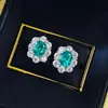 Joias Mu Jing 2025 Novo Modelo Prata S925 Paraíba 6*8mm Brincos Cravejados ao Redor Estilo Floral Moda para o Dia a Dia Transmissão ao Vivo