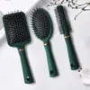 Peine de aire electrostático color verde oscuro a lo largo de las costillas del cabello peine de rodillo de plástico peine masajeador del cuero cabelludo set de peines esmerilados para cabello rizado