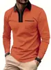 2026 Zíper Transfronteiriço Amazon Nova Camisa Polo Masculina de Manga Longa Casual Gola Reversível Estilo Europeu e Americano