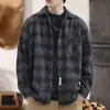Estilo otoño e invierno más terciopelo de alta gama rebelde guapo casual chaqueta a cuadros para hombre camisa de manga larga holgada versátil resistente a la suciedad top de moda