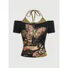 Ins Transfronteiriço Tendência Europeia e Americana Transfronteiriça Verão Nova Moda Estampa Gótica Terno de Camiseta de Manga Curta Feminina Atacado