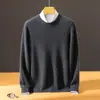 Suéter de Cachemira Baicai de Terciopelo con Cuello Redondo Bajo para Hombre, Jersey de Punto Casual de Negocios, Capa Base de Punto, Suéter Nuevo de Lana Otoño Invierno