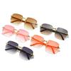Gafas de Sol Degradadas sin Marco con Borde Cortado, Gafas de Sol de Moda de Alta Definición, Protección Solar, Protección Ultravioleta, Gafas de Sol para Conducir