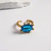 Anel aberto geométrico floral oval cravejado de diamantes, estilo europeu e americano, luxo leve, um design de nicho e de alta qualidade para o dedo indicador, uma peça de joalheria única