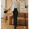Abrigo de Lana de Cuello Redondo y Manga Larga Estilo Chanel para Mujer, Nuevo Otoño/Invierno 2026, Elegancia y Sofisticación Francesa de Alta Gama