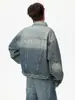 Chaqueta de mezclilla hecha a mano con adornos de pedrería, nuevo estilo retro americano para otoño e invierno, abrigo casual de alta gama, nicho de alta costura, cuello de solapa