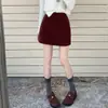 Nueva Falda de Lana Vintage Otoño/Invierno para Mujer, Falda Media Versátil Adelgazante, Falda Bodycon Petite, Falda Corta