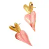 Brincos Populares de Coração de Pêssego com Gotejamento de Óleo Transfronteiriços para Mulheres, Brincos de Temperamento em Cores Contrastantes, Brincos de Aço Titânio de Alta Qualidade