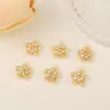 Material al por mayor para accesorios de joyería semiterminados metal con incrustaciones de circonita colgante de flor diy collar pulsera aretes colgante