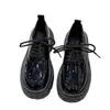 Sapatos de Couro Femininos para Combinar com Saias, Novidade Primavera e Outono 2026 Estilo Britânico Retrô, Versáteis com Cadarço, Sapatos de Salto Espesso para Aumentar a Altura para Estudantes