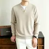 Suéter Masculino Estilo Old Money Falso Duas Peças 2026 Inverno Novo Espessado com Forro de Lã Quente Tricô Básico Suéter Atacado