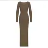 Vestido Bodycon Negro de Manga Larga con Cuello Cuadrado, Ajustado, Inspirado en Skims Kardashian, Adelgazante para Mujer