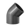 Codo de 45 grados grado químico UPVC curva recta resistente a la corrosión ácida y alcalina codo pequeño medio codo accesorios gris grado industrial accesorios de tubería química