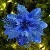 Flores de Navidad 14cm Flores Artificiales con Clips y Tallos Opcionales Decoraciones para Árbol de Navidad y Guirnaldas Decoraciones Navideñas al por Mayor
