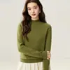 Dobladillo enrollado sin costuras, cuello semi-alto, suéter 100% cachemira pura para mujer, colección otoño/invierno 2026, suéter básico de punto simple y versátil