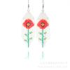 Pendientes Bohemianos Personalizados Estilo Europeo y Americano, Diseño Original, Girasol, Flor de Rosa, Cuentas de Arroz Tejidas a Mano, Perlas de Flor