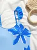 Traje de baño infantil transfronterizo Traje de baño de una pieza para niñas Conjunto de dos piezas estampado Tirantes de encaje Niños medianos y grandes Ropa de baño para bebés