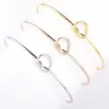 Pulseira Ajustável Nó de Amor Simples Metal Europeu e Americano Ouro Rosa Moda Criativa Design Aberto Versátil