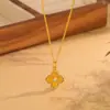 Collar de Trébol de Cuatro Hojas con Pedrería de Escamas de Dragón para Mujer, Nuevo Diseño de Flor de Cuatro Pétalos Estilo Chino, Estilo de Nicho, Versátil, Cadena de Clavícula de Gama Alta