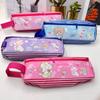 Estuche portátil de doble capa para lápices de la familia Sanrio, Coolomi Meiletty Yugui, bolso de lona para estudiantes, bolsa de almacenamiento para premios