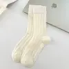Meias Finas de Malha para Mulheres no Verão, Estilo Japonês, Cor Sólida, Cano Alto, Algodão Respirável, Meias de Cano Médio para Sapatos Casuais