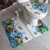 Nuevo Tapete para Inodoro con Estampado de Animales y Flores de Dibujos Animados 3D Tapete para Baño del Hogar Alfombra para Piso Juego de Tres Piezas