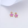 Bonito dupla face gota de óleo cinco pontas estrela pingente brincos diy acessórios pequena estrela pulseira jóias pingente personalizado atacado