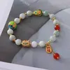 Nuevo Pulsera de Agata Roja, Jade y Cristal de Estilo Chino, Nicho de Lujo Retro para Mujer, Pulsera con Colgante de Calabaza de Estilo Nacional de Verano