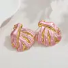 Pendientes de Acero Inoxidable con Textura de Hoja Chapados en Oro de 18K, Estilo Ins Influencer, Lujo Ligero, Pendientes de Borla de Gama Alta para Mujer