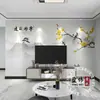 Nuevo estilo chino pintura a tinta pintura de paisaje pared de fondo de TV papel tapiz paisaje flor pájaro sala de estar sofá cine y televisión Mural de pared tela de pared