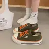 Zapatos de Lona Transpirables de Suela Gruesa, Lisos, Redondos, para Mujer 2026, Estilo Coreano Nuevo, Deportivos Casuales, Slip-on, de Plataforma, de Caña Baja