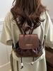 Mochila Universitaria Retro de Corea del Sur para Mujer 2024 Nueva Mochila Moda Otoño e Invierno Combinable Bolso de Hombro Cubo Nicho