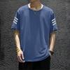 [Seda de Gelo/Sensação Refrescante] Verão Gola Redonda Solta Manga Curta de Seda de Gelo Elástica Secagem Rápida Respirável Camiseta Masculina Respirável Refrescante de Gelo