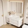 Nuevo Gabinete Lateral de Madera Maciza Estilo Dopamina para el Hogar Combinación de Gabinete Inteligente para Baño con Lavabo Cerámico Integrado para Inodoro