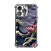 Funda para Teléfono Estilo Pintura al Óleo Tridimensional Flor de Cerezo Ola, Adecuada para iPhone 14 y 17 Pro Max, Funda Antigolpes con Airbag Galvanizado, Al por Mayor en Stock