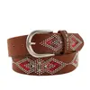 Cinto de Couro com Pedrarias Estampa de Cobra Personalizável Nova Moda para Mulheres Cinturão Retro Europeu e Americano Fivela de Pino Inlaid para Mulheres