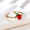 Anillo abierto de corazón de fruta estilo coreano para chica ins moda estudiante novias anillo simple anillo de cola joyería al por mayor