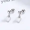 Pendientes de botón de plata de ley 925 con forma de corazón y rosca de epoxi para mujer, los más vendidos, populares, estilo Harajuku, anillo para el lóbulo de la oreja con hebilla retorcida de esmalte, joyería