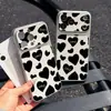Aplicável à Capa de Celular Padrão Coração Estampa de Vaca para iPhone 17 Pro Max À Prova de Queda Pele de Cordeiro Nicho Unissex Dropshipping