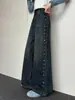 Pantalones de mezclilla de otoño para niñas, nuevo estilo 2026 para niños mayores, pantalones de pierna ancha bordados en el lateral, pantalones de pierna recta ajustados, pantalones de ropa para niños