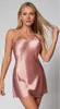 Nuevos pijamas cruzados sexys de satén para mujer, camisola camisón, ropa de casa, camisola casual de verano para dormir 10035