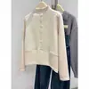 Camiseta Básica de Media Cuello Alto con Botones para Mujer en Otoño e Invierno Nueva Camiseta de Manga Larga Suelta Engrosada de Imitación Cachemir